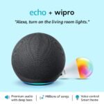 Amazon Echo (4th Gen, Black) Smart Home speaker combo with Wipro Simple Setup 9W LED Smart Bulb | with Bluetooth and Alexa