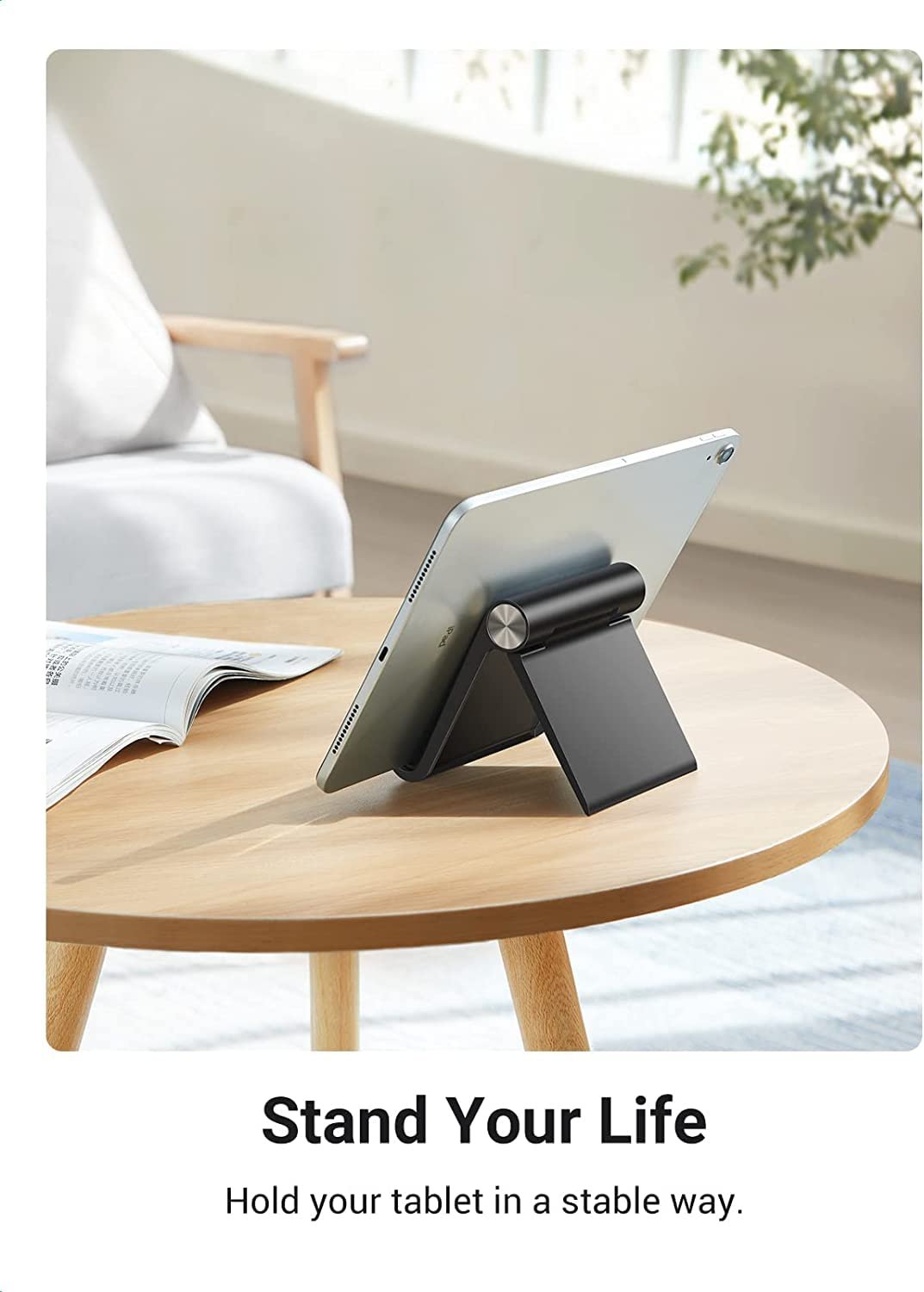 STRIFF Multi Angle Tablet Tabletop Stand. Holder for iPhone, Android, Samsung, OnePlus, Xiaomi. Portable, Foldable Stand. Perfect for Bed,Office, Home, Gift and Desktop (Black) - Image 4