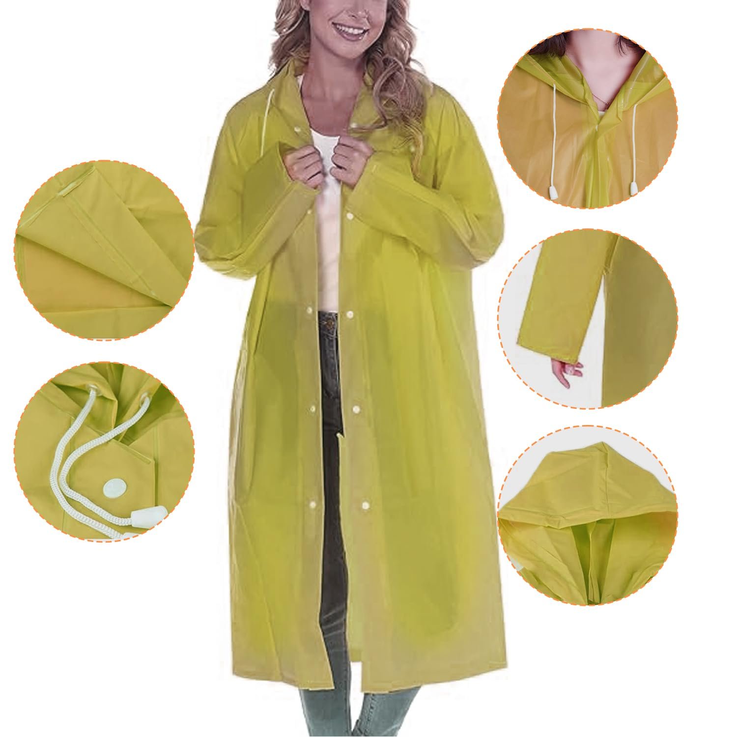 HACER EVA Waterproof Unisex Rain Coat Hooded Full Sleeves Outdoor Men, Women, Boys & Girls Rainwear Poncho Raincoat for Bikers, Camping, Hiking & Travelling (1Pc) - Image 3