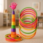 Storio 2 in 1 Ring Toss Game for Kids | Indoor Outdoor Fun Learning Activity Toy | Stacking Rings & Target Throw Game | Multicolor Plastic Toy for Baby | Birthday Gift for 1-5 Years