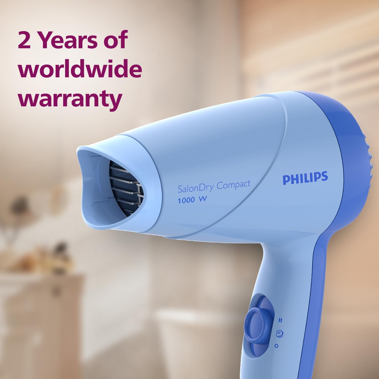 Philips Hair Dryer 1000 Watts | 2 Heat Settings (Hot/Warm) | ThermoProtect Technology prevents overheating | HP8100/60 - Blue | Perfect Blow Dry For Men & Women | 2 years Warranty - Image 7