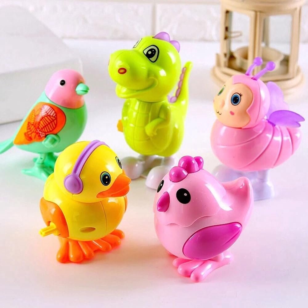 SUPER TOY Jumping Bird Animals Key Operated Wind Up Toys for Toddler Kids Colorful Funny Moving Toys for Babies 6-12 Months Pack of 3 (Assorted)