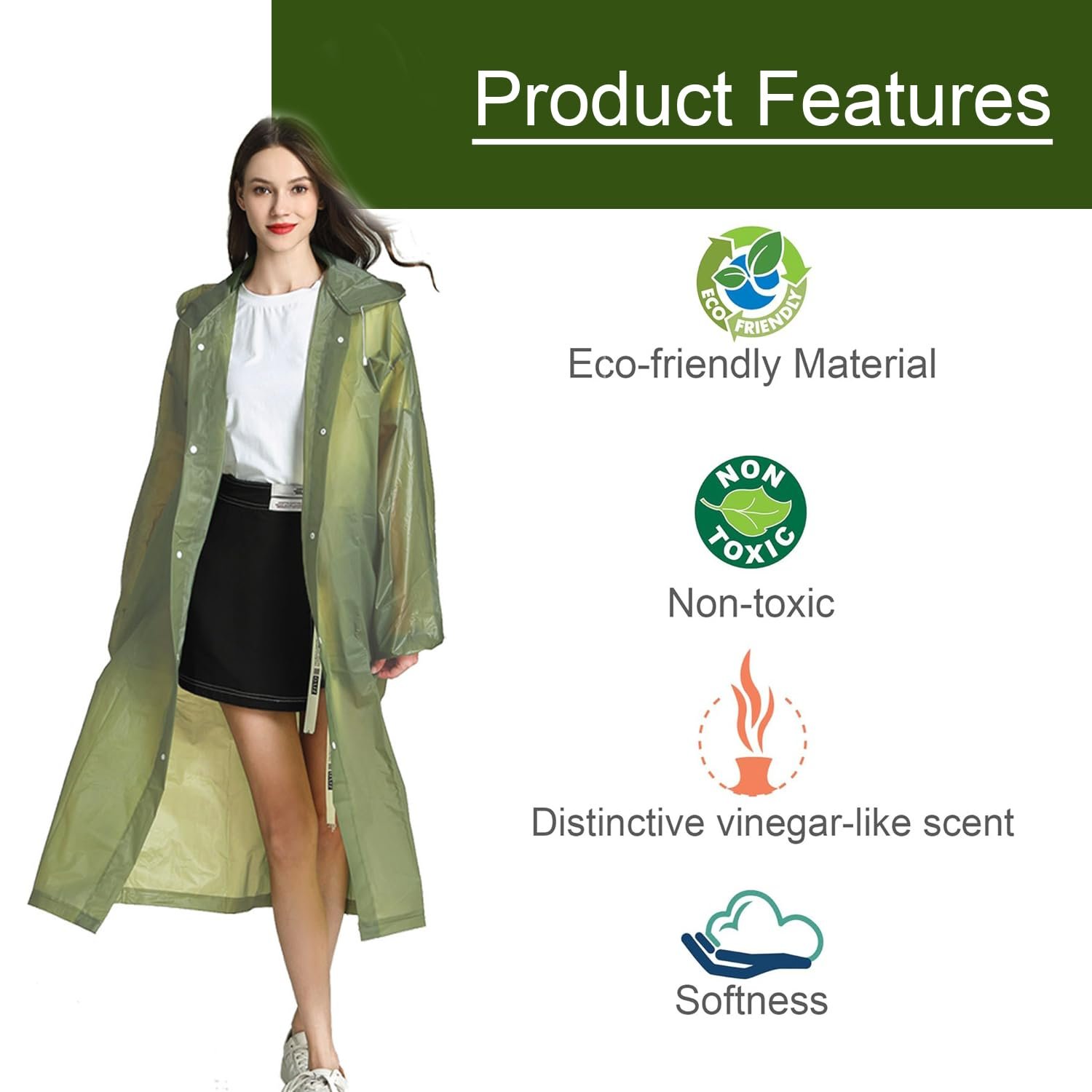 HACER EVA Waterproof Unisex Rain Coat Hooded Full Sleeves Outdoor Men, Women, Boys & Girls Rainwear Poncho Raincoat for Bikers, Camping, Hiking & Travelling (1Pc) - Image 2