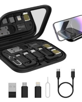 Portronics Snapcase 60W Multifunctional Fast Charging Data Cable Kit, Conversion Set USB A & Type C to Male Micro/Type C/Lightning,Data Transfer,Sim Storage,Sim Eject Pin,Pocket Mirror,Phone Holder Portronics Snapcase 60W Multifunctional Fast Charging Data Cable Kit, Conversion Set USB A & Type C to Male Micro/Type C/Lightning,Data Transfer,Sim Storage,Sim Eject Pin,Pocket Mirror,Phone Holder