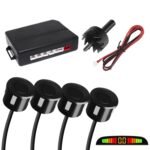 FABTEC Car Reverse Parking Sensor System, LED Display 4-Sensor Parking Assistant Kit, Backup Auto Object Detectors with Sound Warning (Black, Set of 4)…