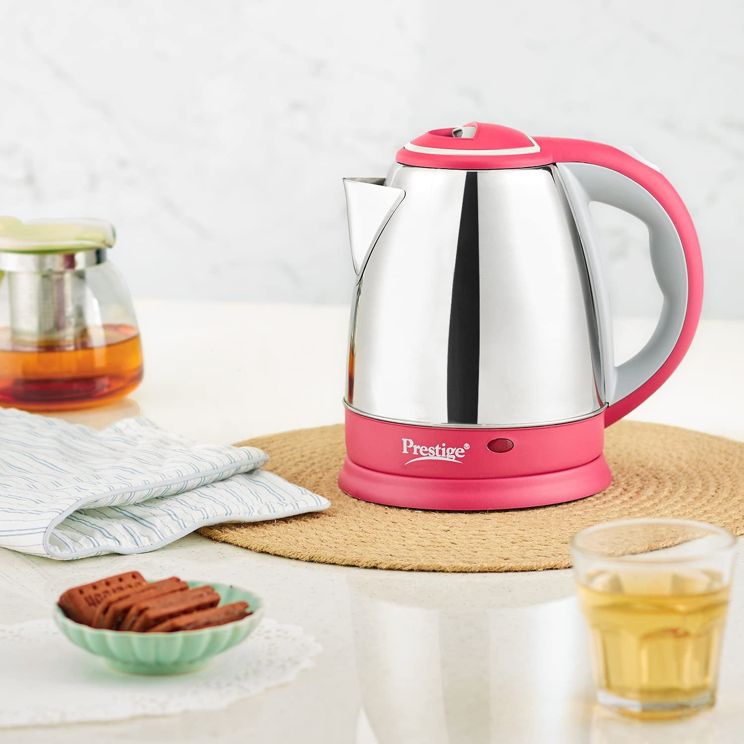 Prestige 1.5 litre PKOSS Stainless Steel Electric Kettle | 1500 Watts | Elegant Design | Cool-touch Handle and Lid | Automatic Cut-Off and Single-Touch Lid Locking| Silver - Image 3