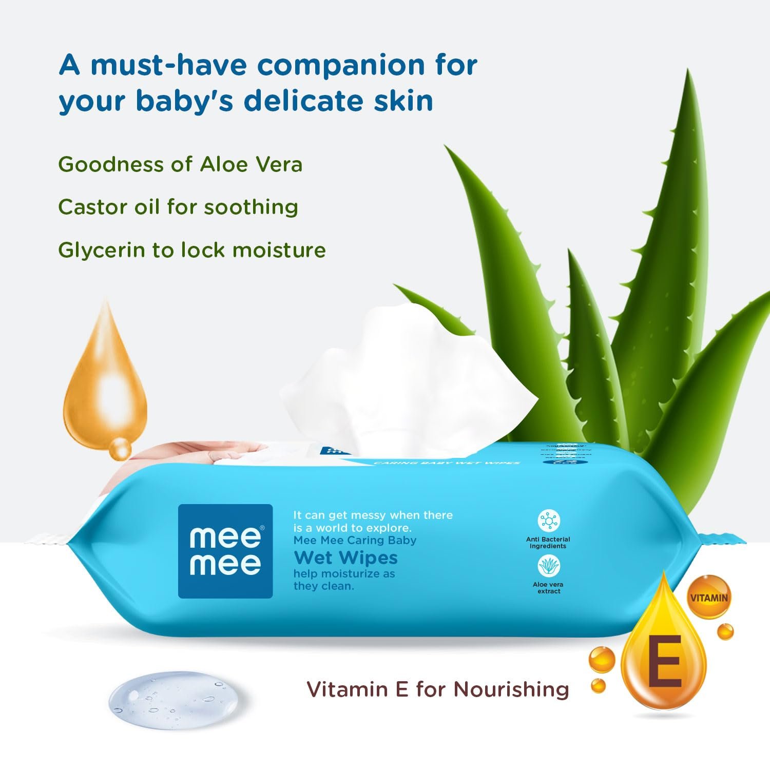 Mee Mee Soft Gentle Baby Wet Wipes (72 Wipes) Pack of 5 | Infused with Aloe Vera and Vitamin E | Paraben & Sulphate Free | Cleansing Wipes | Wipes Combo for Babies - Image 4