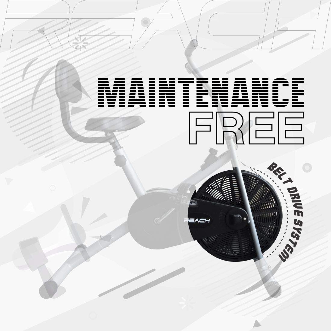 Reach AB-90 Air Bike Exercise Cycle Indoor Gym Equipment with Back Support Seat | Stationary Upright Exercise Bike for Fitness & Cardio Workouts | Suitable for Weight Loss Exercise with Adjustable Seat & Resistance - Image 3