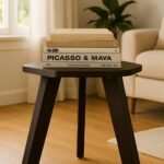 SBF Furniture Wood Mini Hexagonal Side Table, 30 cm, Matte Finish, Modern Minimalist Design, 3 Angled Legs (Accasiya Brown)