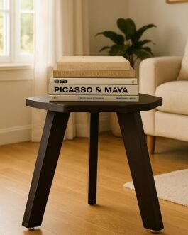 SBF Furniture Wood Mini Hexagonal Side Table, 30 cm, Matte Finish, Modern Minimalist Design, 3 Angled Legs (Accasiya Brown) SBF Furniture Wood Mini Hexagonal Side Table, 30 cm, Matte Finish, Modern Minimalist Design, 3 Angled Legs (Accasiya Brown)