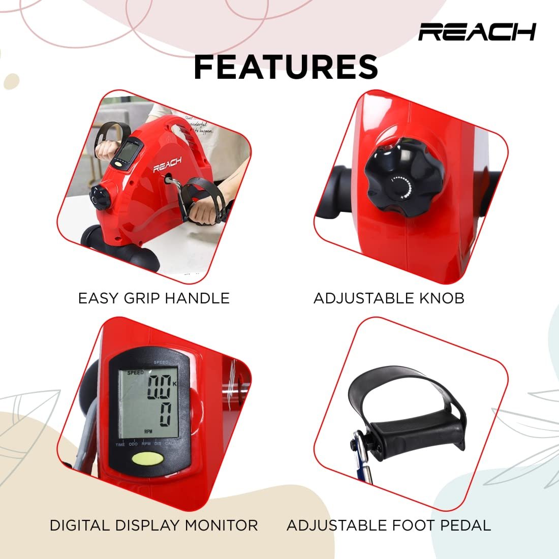 Reach Mini Bike Max Portable Cycle Bike Pedal Exerciser for Foot and Arm, Home & Gym Fitness Equipment with Adjustable Resistance & LCD Monitor - Image 2