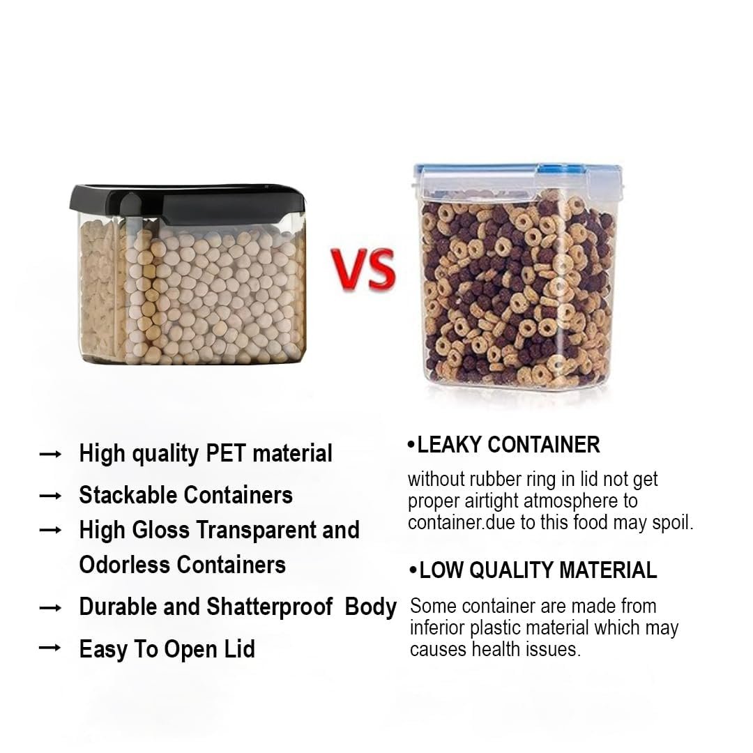 Clazkit Air Tight Modular Containers Storage Set For Kitchen, Pantry Organization, Bpa-Free, Dishwasher Safe (Pack Of 6, Black, 500 ml, Plastic) - Image 7