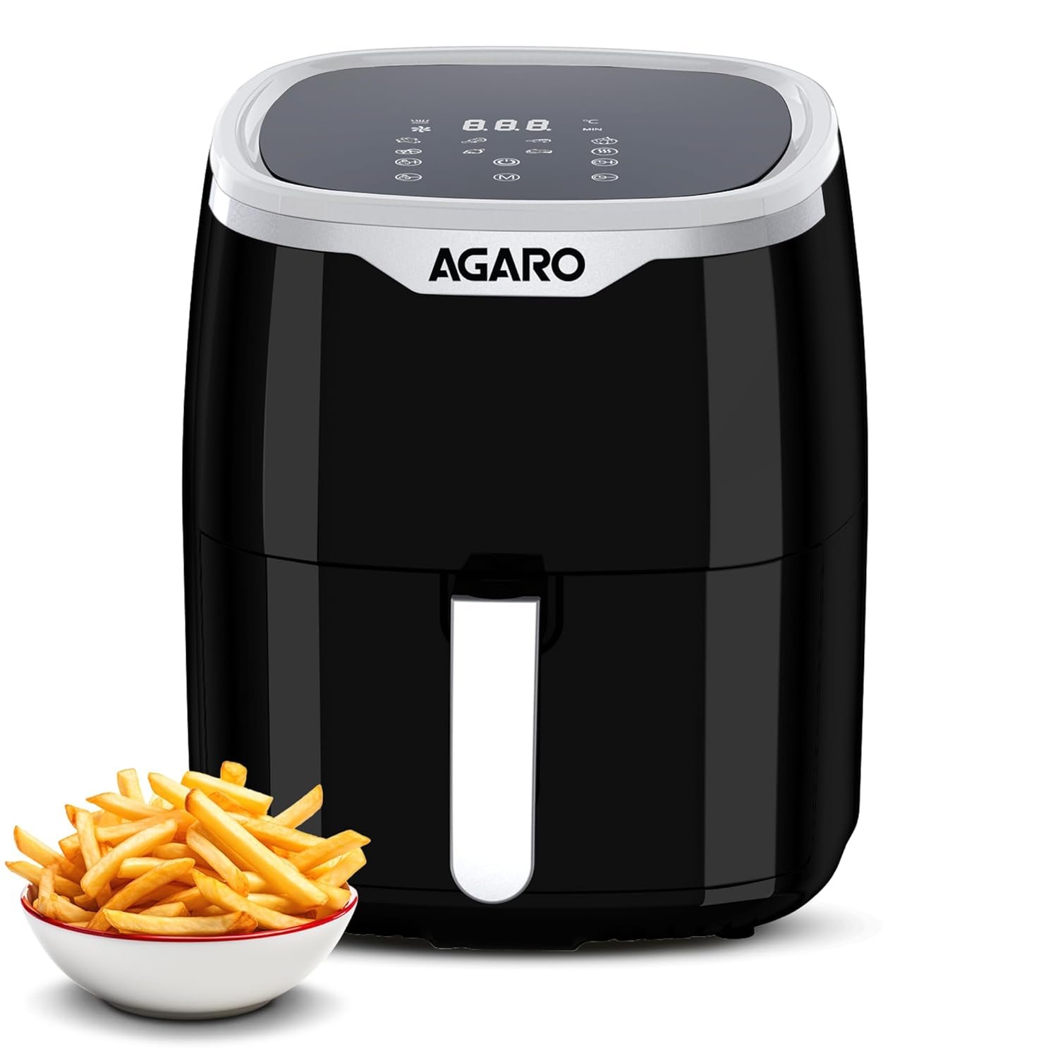 AGARO Galaxy Digital Air Fryer For Home, 4.5L, Electric Air Fryer, Convection Oven, 1400W, 7 Preset Programs & Reheat, 360 Degrees Air Circulation, Digital Touch Display, Bake, Roast, Toast, Black - Image 2