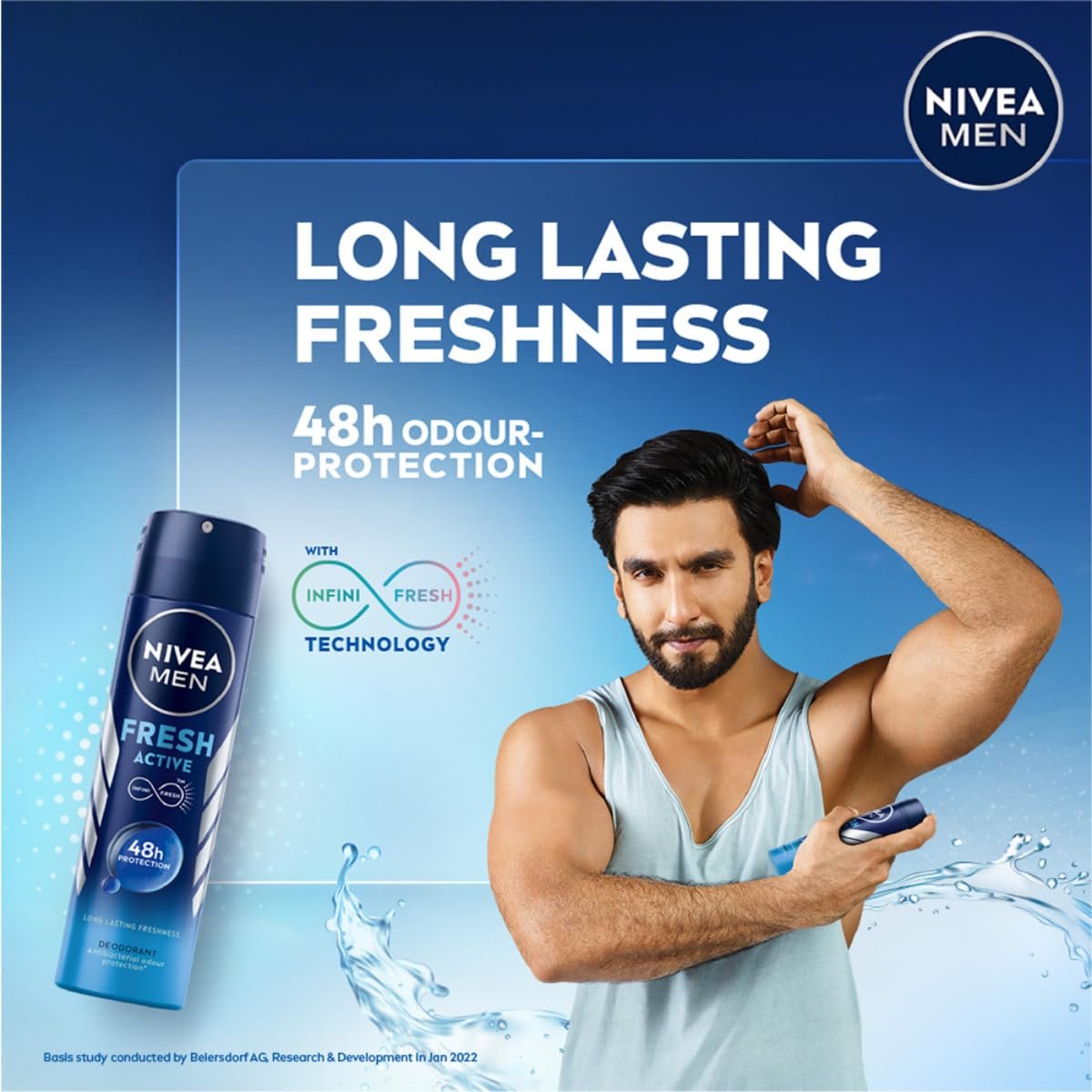NIVEA MEN Fresh Active Original Deodorant for Men | 48 H Active Odour Protection | Long Lasting Smell Deo | Marine Fresh, Lemon and Sandalwood Fragrance | Dermatologically Approved | 150ml - Image 3
