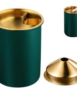 NYRWANA Stainless Steel Windproof Ashtray with Lid | Rustproof, Easy-to-Clean Ash Holder for Smokers | Elegant Indoor Outdoor Ash Tray for Patio, Home, Office, Bar & Garden Use (Green) NYRWANA Stainless Steel Windproof Ashtray with Lid | Rustproof, Easy-to-Clean Ash Holder for Smokers | Elegant Indoor Outdoor Ash Tray for Patio, Home, Office, Bar & Garden Use (Green)