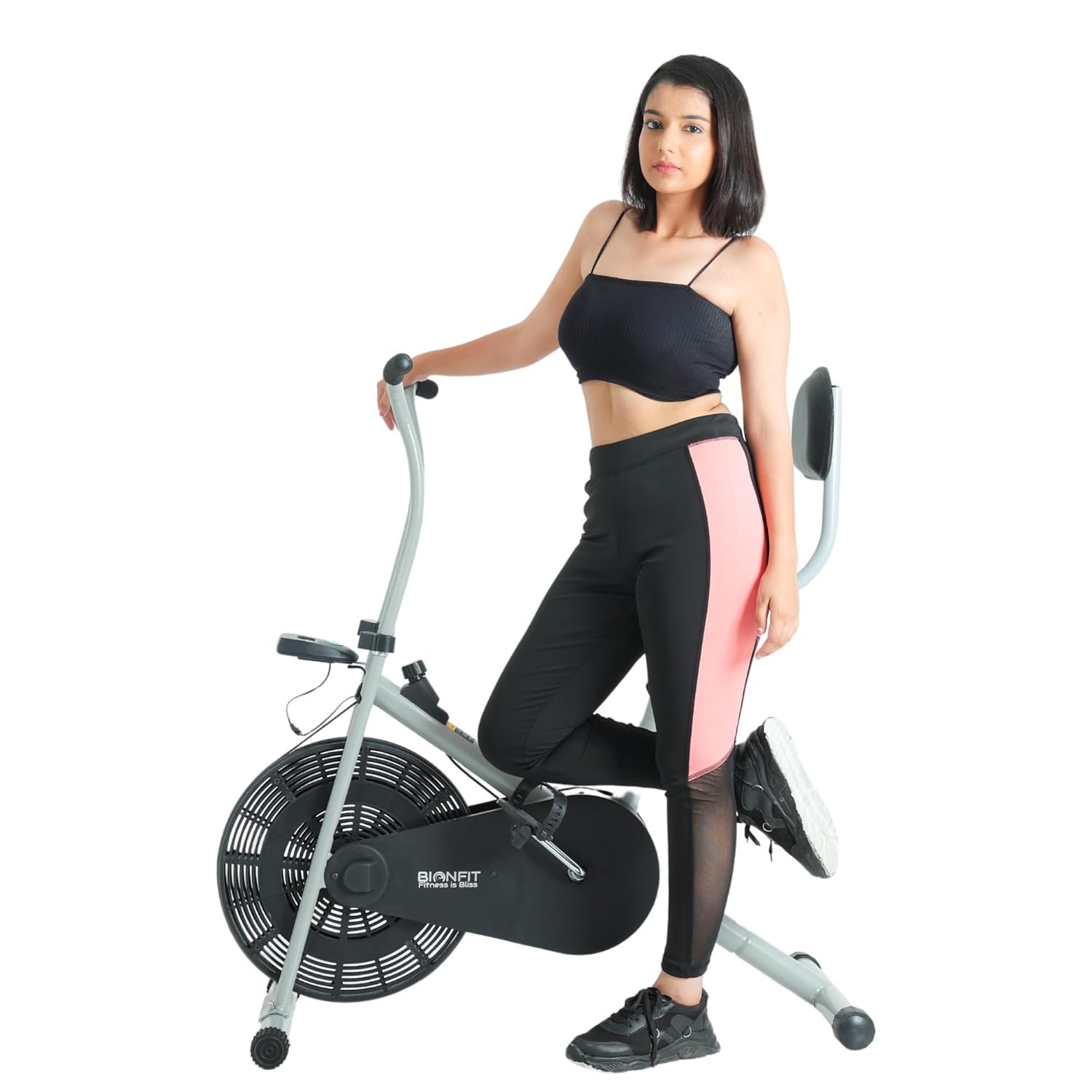 BIONFIT Exercise Cycle for Home Gym Fitness | Fixed Handle Air Bike for Women, Cardio Exercise with Back Support Seat, Max Weight: 120 Kg | For Free Installation, Contact Bionfit Customer Care