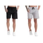 BLUE STAR SHARK Athletic Sports Shorts for Men with Zip Pockets and Elastic Waistband Quick Dry Lightweight Activewear Combo – Pack of 2