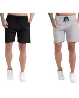 BLUE STAR SHARK Athletic Sports Shorts for Men with Zip Pockets and Elastic Waistband Quick Dry Lightweight Activewear Combo – Pack of 2