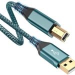 rts High Speed Plug & Play Printer Cable (1.8 Meter / 5.90 Feet) For Personal Computer Laptop, Printer, Nylon Braided Scanner Printer Cord for HP Canon Dell Epson Brother Lexmark Xerox Samsung -Green