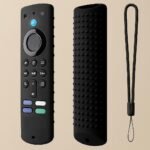Apexx Silicone Cover Case Compatible with Fire TV Stick 3rd Gen 2021 Remote Full Wrap Remote Cover with Lanyard (Black) [Remote NOT Included]