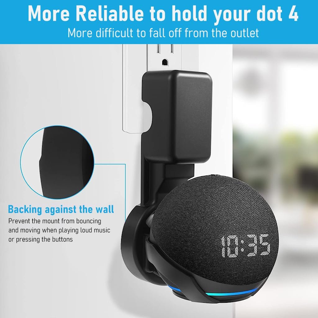 ZORBES® Wall Mount for Alexa Echo Dot 5th Generation, Space-Saving Solution with Cable Management Wall Holder for Alexa Echo Dot 5th Generation, Alexa Echo Dot Accessories (Black, Holder Only) - Image 4