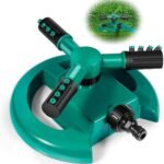 Tusmad 1 Pc Automatic 360 ° Rotating Adjustable Round 3 Arm Lawn Water Sprinkler for Watering Garden Plants/Pipe Hose Irrigation Yard Water Sprayer (Green)