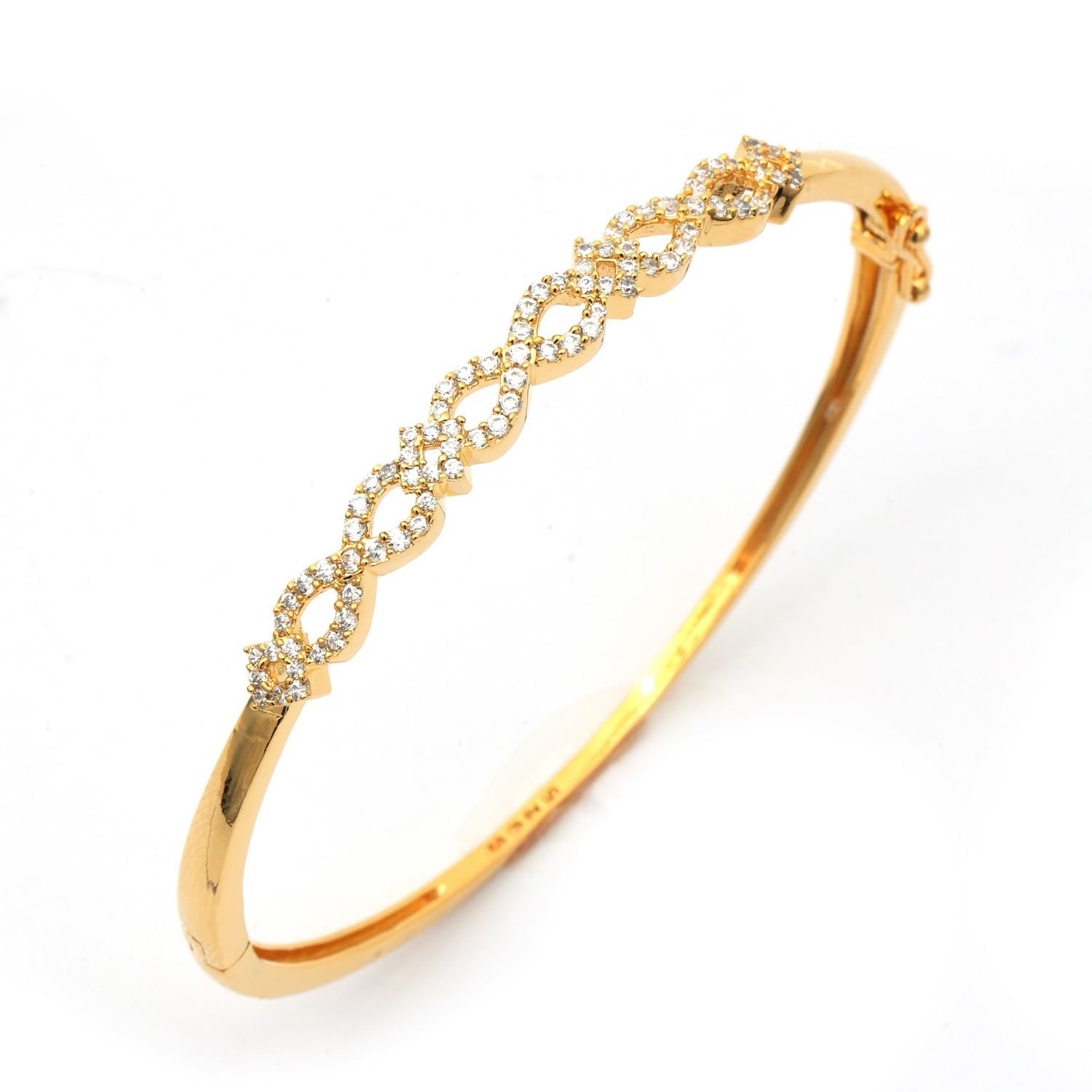 MAIRA 925 Sterling Silver Infinity Kada Bracelet | Micron 18K Gold Plated Cubic Zirconia Anti Tarnish Hypoallergenic Kada for Women |Valentine Gift for Women| Certificate of Authenticity