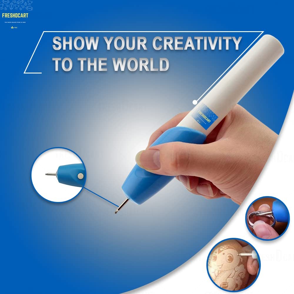 FreshDcart FDC-12A Electric Engraving Pen – Compact Engraving Machine for Metal, Glass, Jewellery, Wood &Plastic with Extra Nib – Ideal Tool for Crafting and Marking Tasks (White) - Image 2