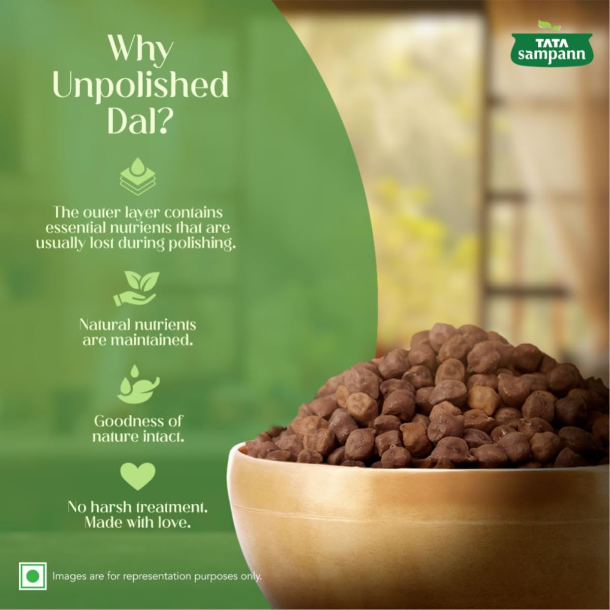 Tata Sampann Unpolished Kala (Black, Brown) Chana, 1kg - Image 3