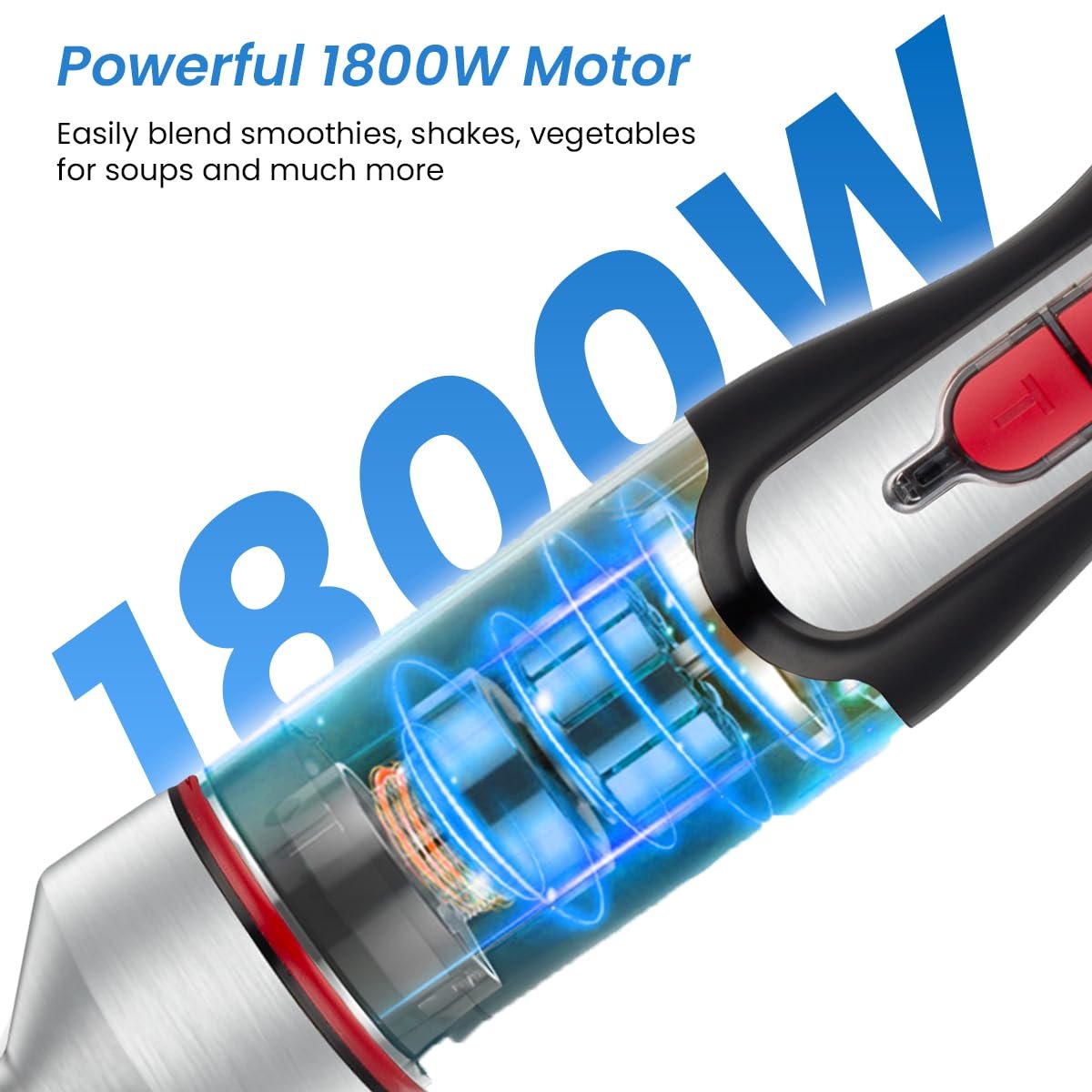 INALSA Hand Blender Mixer|1800W DC Motor|Chopping,Whisking,Frothing,Multipurpose Jar & 2Ready To Go Bottles|20 Speed Control With Turbo Speed|Stainless Steel Rod&Blades|2 Yr Warranty,1800 Blend N Go - Image 3