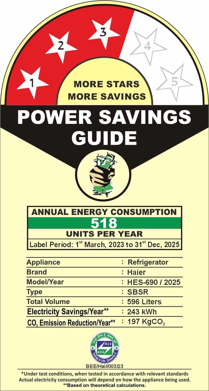 Haier 596L 3Star 2 Door Side by Side Frost Free Refrigerator|100% Convertible|Expert Inverter|Digital Display Panel|Twist Ice Tray|Deo Fresh Technology (HES-690SS, Shiny Silver) - Image 6