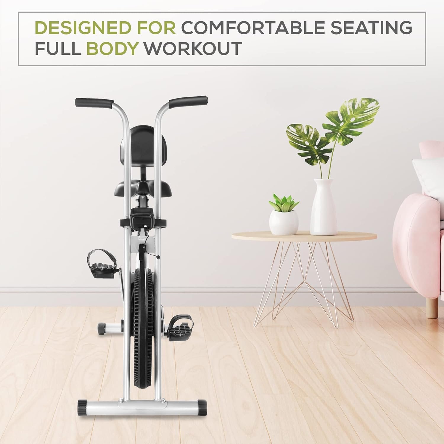 BIONFIT Exercise Cycle for Home Gym Fitness | Fixed Handle Air Bike for Women, Cardio Exercise with Back Support Seat, Max Weight: 120 Kg | For Free Installation, Contact Bionfit Customer Care - Image 8