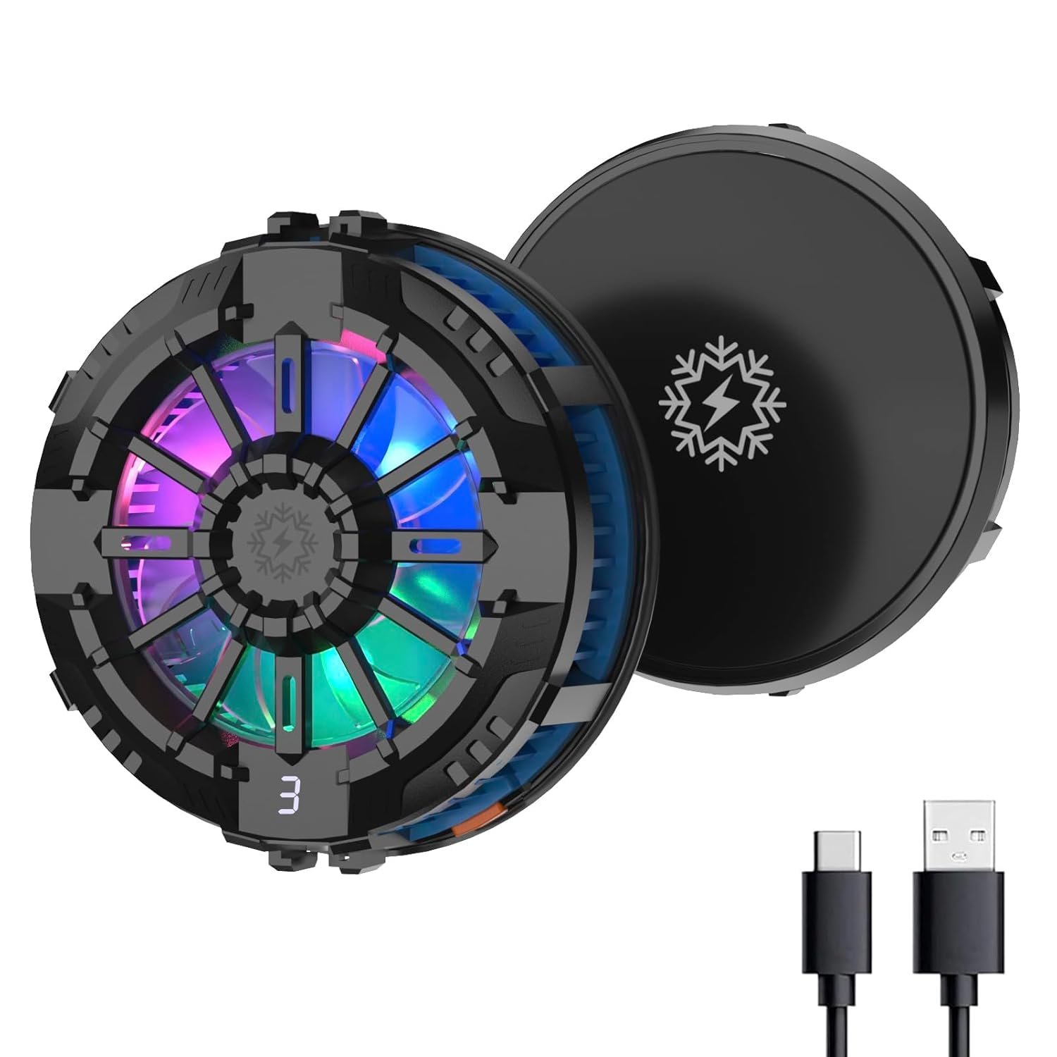 STRIFF Mobile Cooling Pad |Mobile Cooler | Gaming Fan | for Instant Cooling Advanced Refrigeration Chip & LED Temperature Display Compatible for Android and iPhones - (Black) (with Magnet)