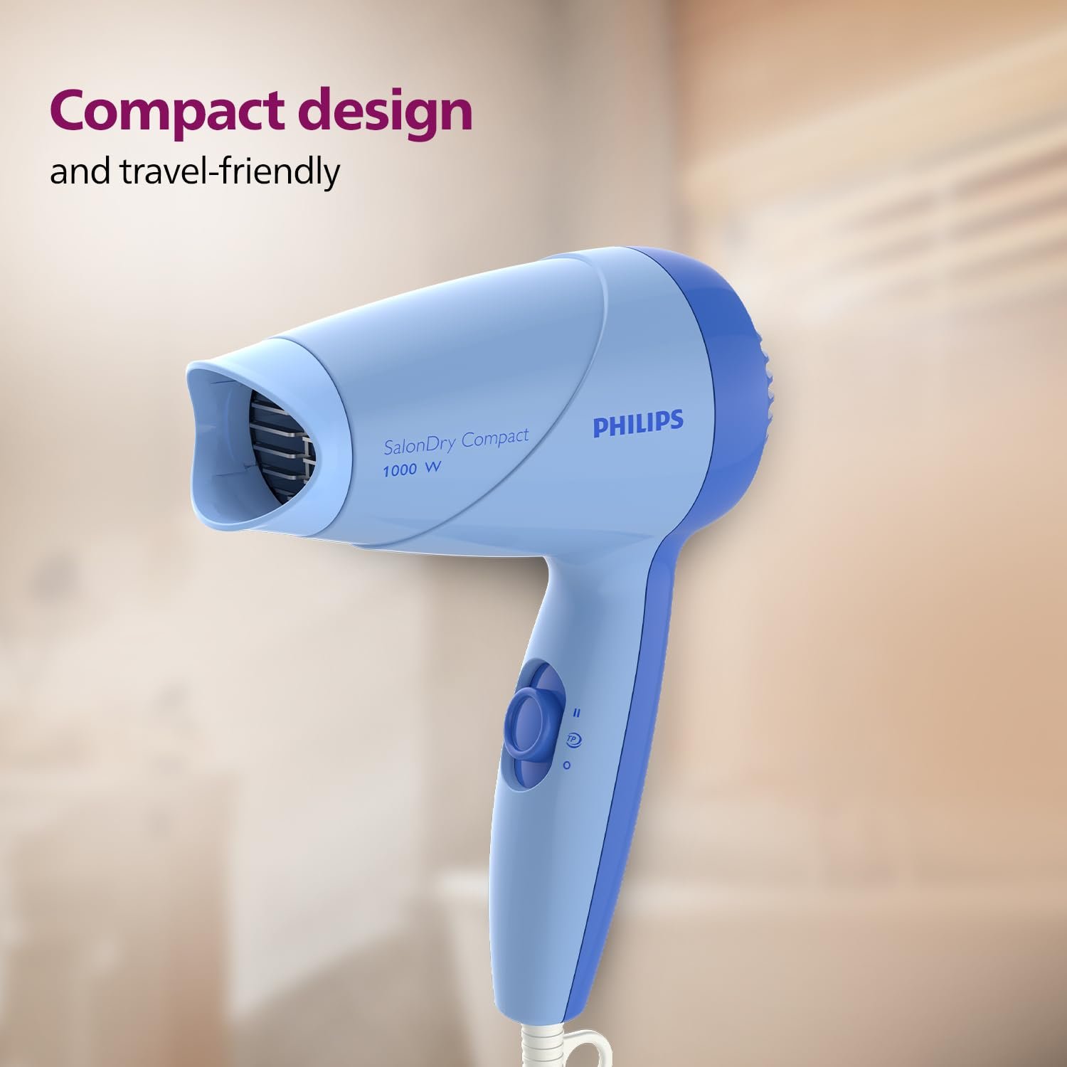 Philips Hair Dryer 1000 Watts | 2 Heat Settings (Hot/Warm) | ThermoProtect Technology prevents overheating | HP8100/60 - Blue | Perfect Blow Dry For Men & Women | 2 years Warranty - Image 6