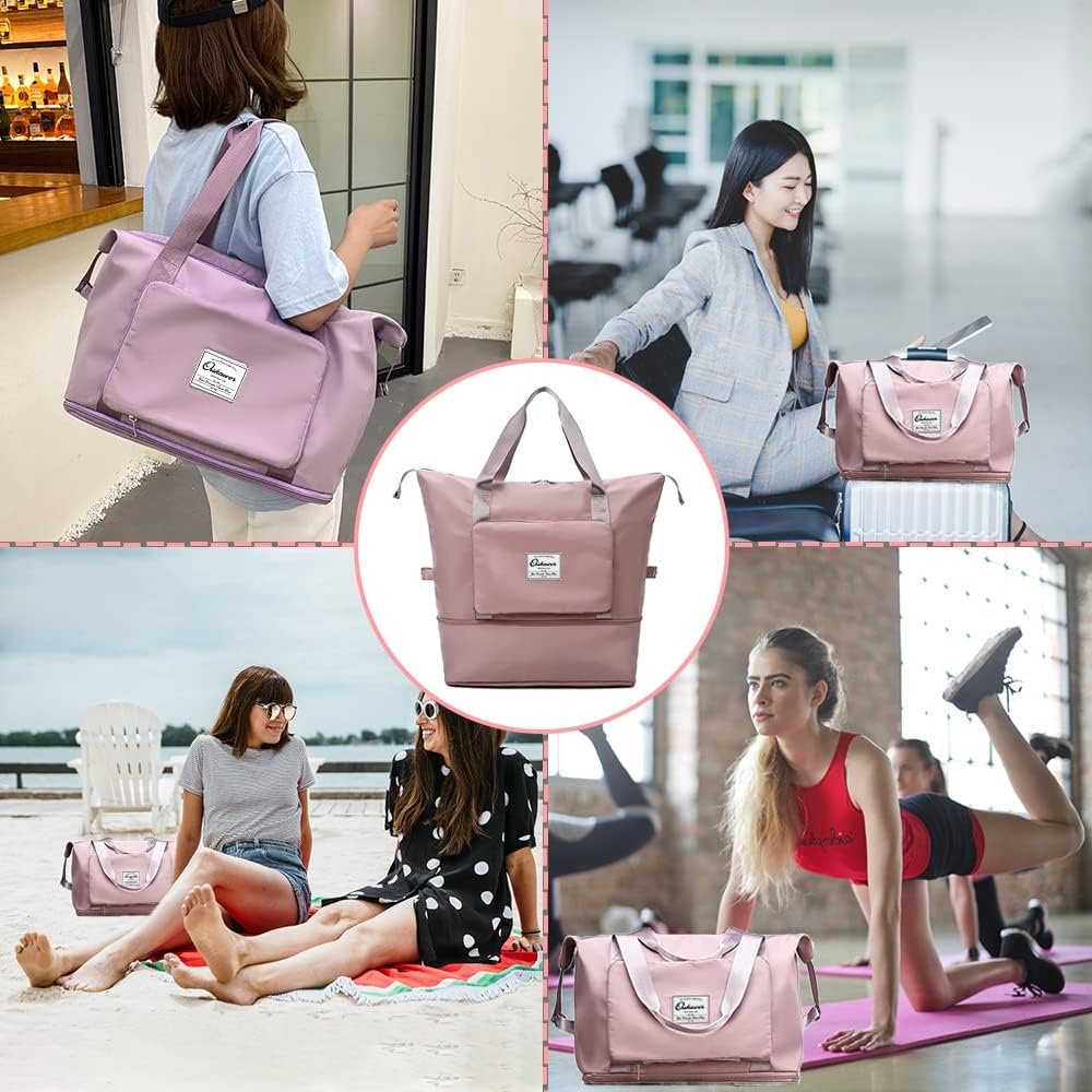 Porslin Expandable Travel Bag for Women – Foldable 41L Duffel Bag, Waterproof Carry-on Luggage Bag, Travel Handbag, Gym Bag, Weekend Bag for Ladies, Travel Bags for Women Latest Trend - Image 6