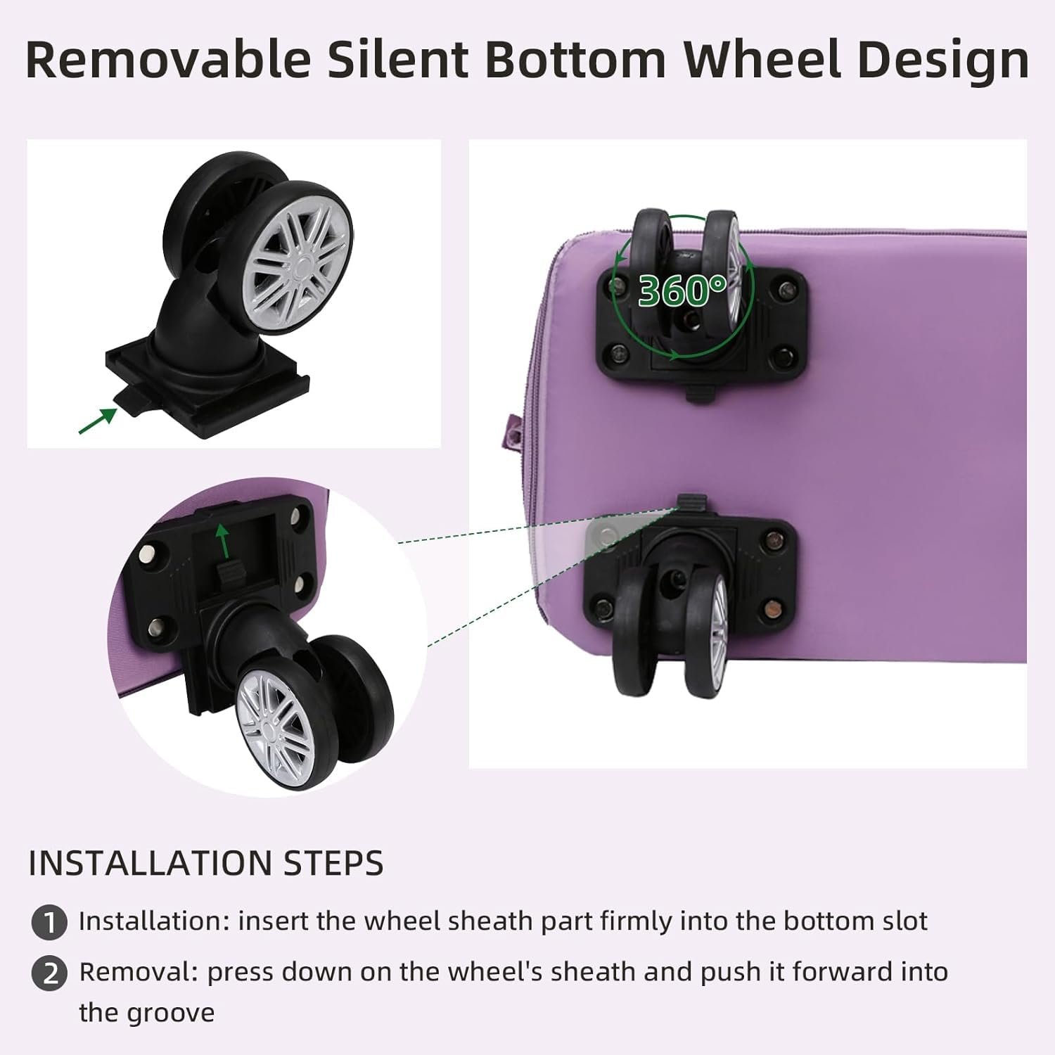 Wazdorf Duffle Bags for Travelling– Foldable Travel Bag with Wheels | Expandable Trolley Luggage for Men & Women | Convertible Carry-On with Strap | Duffle Bags for Men 360° Wheels (Purple) - Image 8