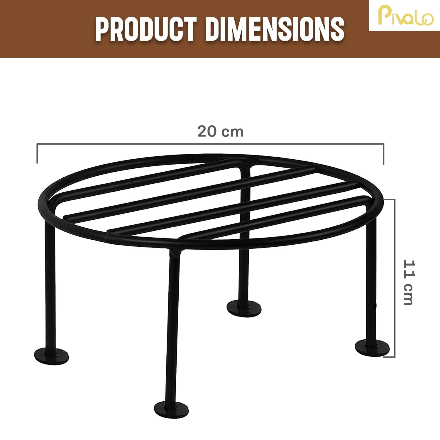 Pivalo Round Plant Stand Galvanised Metal Gamla Support Corner Rack Display Shelf Indoor & Outdoor Flower Pot Holder for Planters Home Garden Balcony Decoration (Pack of 4, Black) - Image 2