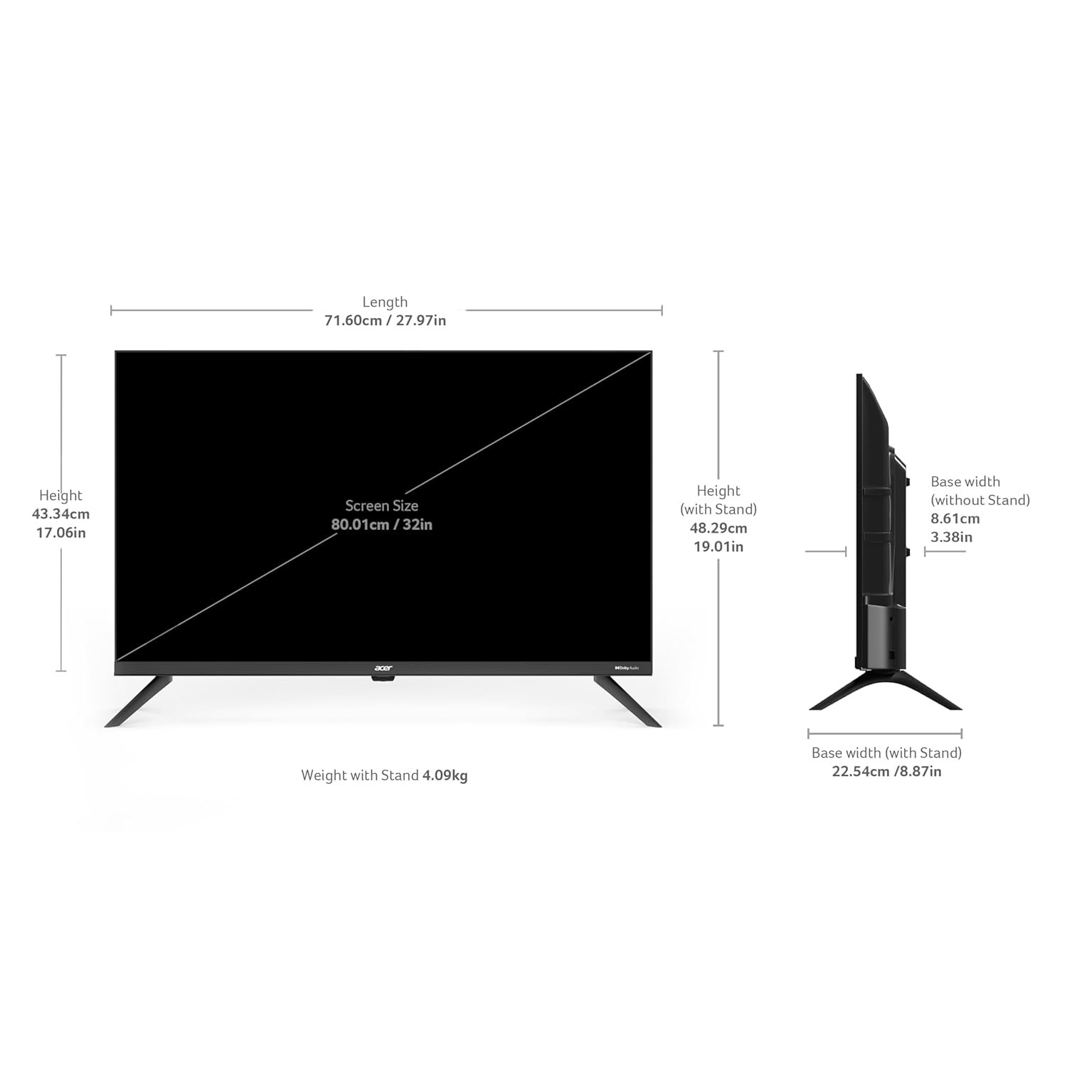 Acer 80 cm (32 inches) J Series HD Ready Smart Google LED TV (Black) - Image 3
