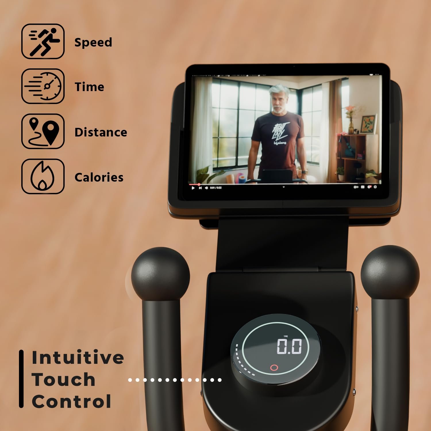 Lifelong Elliptical Cross Trainer Bike for Home Use | Cycling Machine | Exercise Machine with Touch LED Screen Display, Adjustable Seat |6kg Flywheel|Magnetic Adjustable Resistance & iPad Holder-Black - Image 7