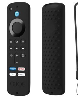 Oboe Silicone TV Remote Cover 'Compatible with' All New Fire TV Stick 4k & Fire Tv Stick HD Remote 2025 Model Protective Case with Lanyard (Black) [Remote NOT Included]