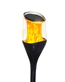 Homehop Solar Lights for Garden Pathway Flame Flickering Fire Mashaal Dancing Waterproof Lamp for Outdoor,Lawn, Garden and Landscape (12 LED,Pack of 1)