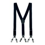 The Tie Hub Solid Design Y Back Style Clip on 3cm Strap Width Elastic Suspenders for Men