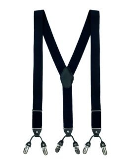 The Tie Hub Solid Design Y Back Style Clip on 3cm Strap Width Elastic Suspenders for Men