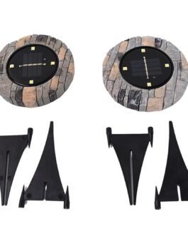 PremiumAV Solar Slate Disk Lights – 2-Pack Outdoor Ground Lights with 4 LEDs, Weatherproof Design & Stakes for Pathway, Garden, Lawn, Yard, Walkway, and Landscape Decoration
