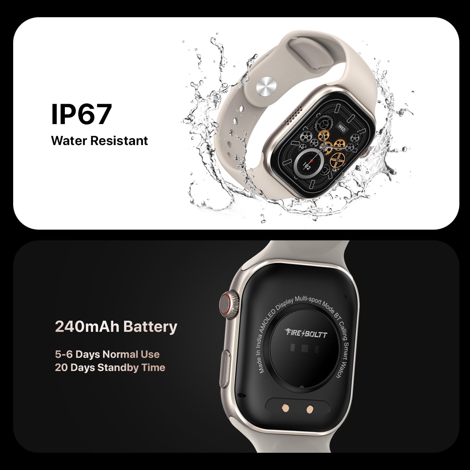 Fire-Boltt Brillia Smart Watch 2.02” AMOLED Display, Bluetooth Calling, SpO2, Heart Rate Monitor, 120+ Sports Modes, Fitness Tracker, Voice Assistant, Smart Watch for Man & Women– Champagne - Image 11