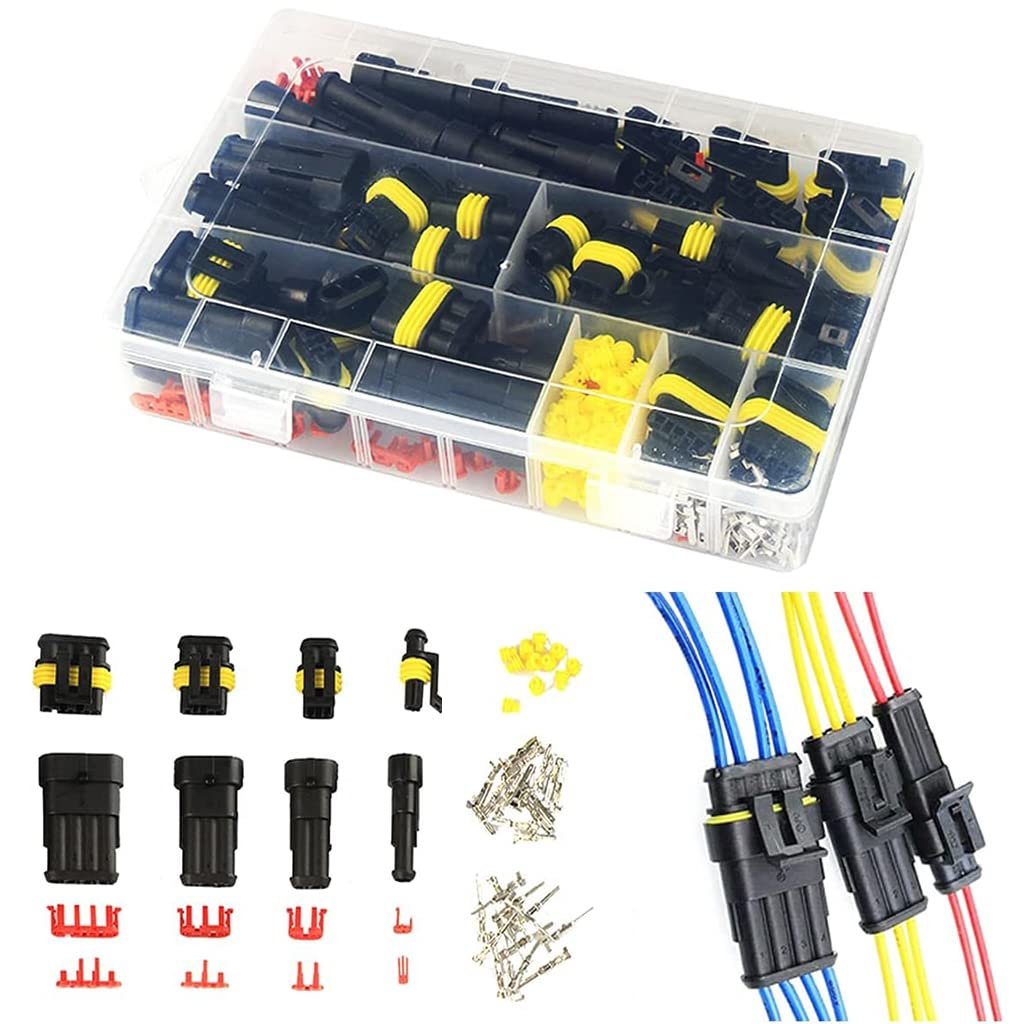 ZIBUYU� 352pcs Waterproof Car Electrical Connector Terminals Automotive Electrical Wire Connector Plug Kit 1/2/3/4 Pin Connectors Male and Female
