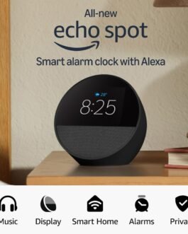 Amazon Echo Spot (latest model), Smart alarm clock with vibrant sound, Alexa and Bluetooth | Black