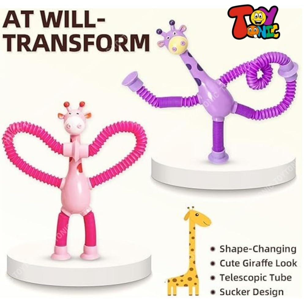 TOYTONIC Stretchy Telescopic Suction Toys for Toddlers – Giraffe Shaped Travel Toys for Kids – Fidget Set for Flights & Road – Travel Essentials for 1+ Year Old Boys & Girls – Multicolor Pack of 2 - Image 5