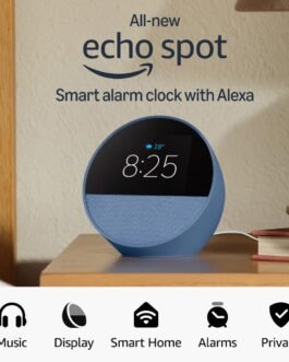 Amazon Echo Spot (latest model), Smart alarm clock with vibrant sound, Alexa and Bluetooth | Blue