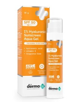 The Derma Co 1% Hyaluronic Sunscreen Aqua Gel SPF 50 PA++++ | Hyaluronic Acid for Deep, Long Lasting Hydration | Ultra Lightweight Texture I Non-Greasy, No White Cast | Broad Spectrum Protection & Blue Light Protection | Clinically Tested – (In -Vivo) | Tan Protection | Photostable | For Men & Women | 50 g The Derma Co 1% Hyaluronic Sunscreen Aqua Gel SPF 50 PA++++ | Hyaluronic Acid for Deep, Long Lasting Hydration | Ultra Lightweight Texture I Non-Greasy, No White Cast | Broad Spectrum Protection & Blue Light Protection | Clinically Tested – (In -Vivo) | Tan Protection | Photostable | For Men & Women | 50 g